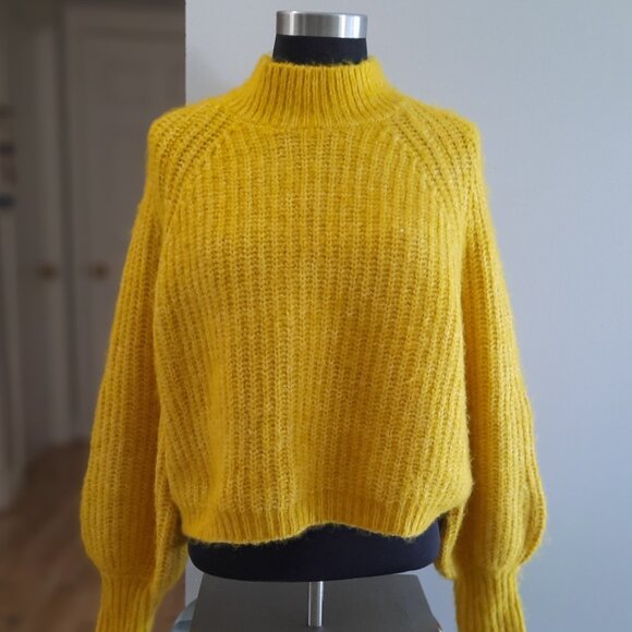 Mustard Yellow Chunky High Neck Sweater - Picture 2 of 4